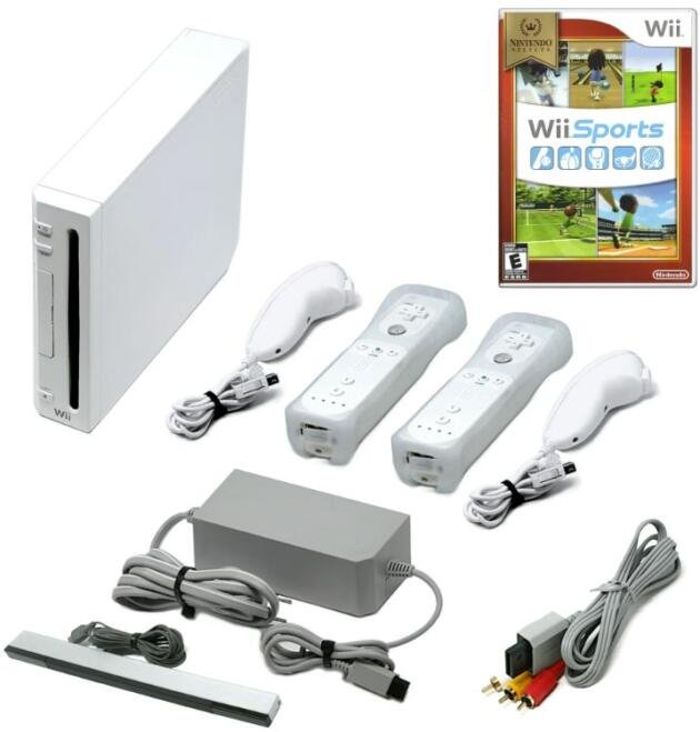 Nintendo Wii Console with Two Voomwa Remotes and Wii Sports